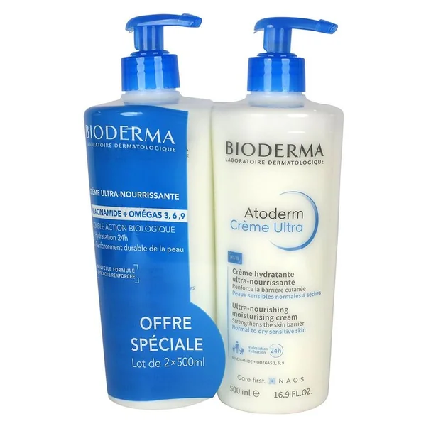 Atoderm crème ultra-nourrissante new sans parfum 2x500ml