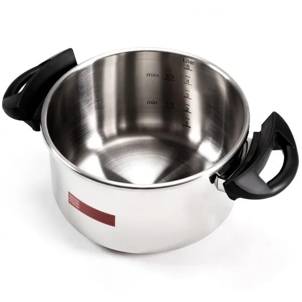 Autocuiseur 6L Multifonction Cocotte Minute Panier Vapeur Poignée Confort en Acier Inoxydable, 39x27,5x20cm