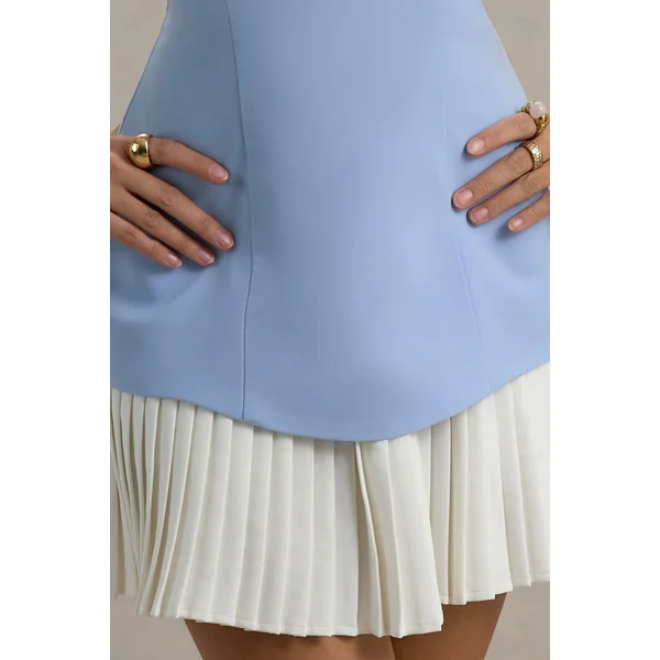 Autumn | Mini-robe bleu poudré à bandeau avec plis