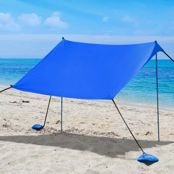 Auvent de Plage avec Sac de Transport et 4 Sacs de Sable Fait en Lycra Tente de Plage UPF 50+ 210x210cm pour Plage Camping