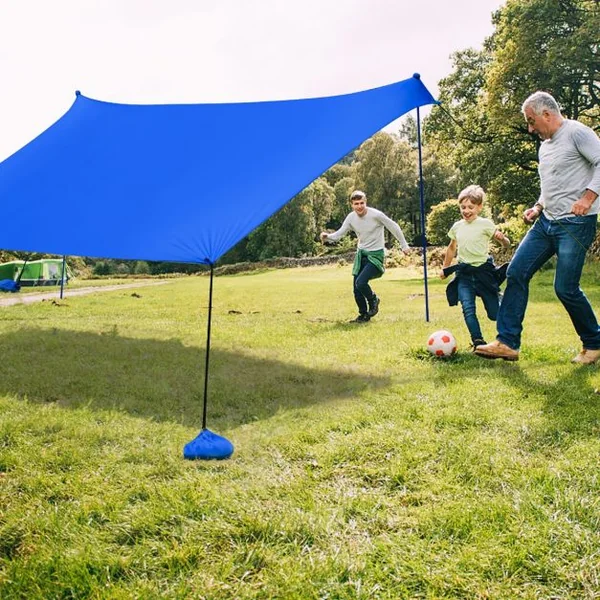 Auvent de Plage Grand Tente de Plage 300 x 280 CM 6 Personnes Portable avec Sac de Transport UPF 50+ Bleu