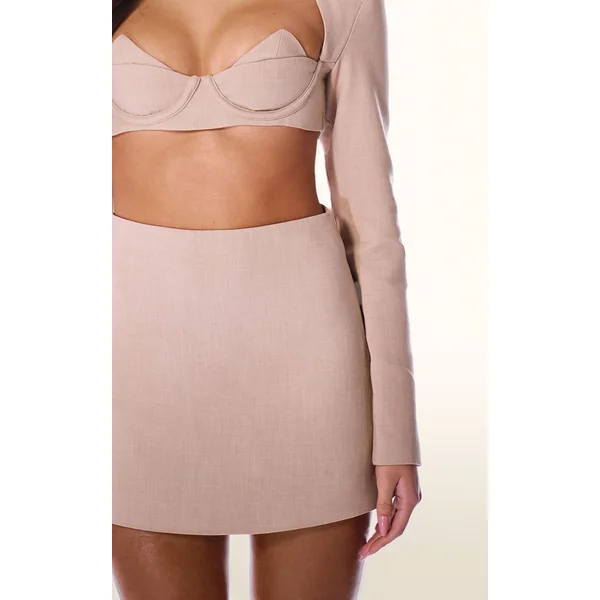 Avoine Jupe Mini Trapèze Ajustée Plt Label Co-ord