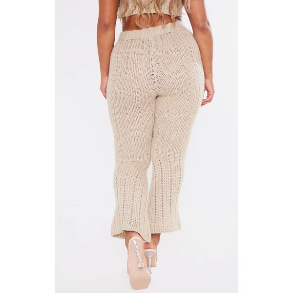 Avoine Pantalon Évasé Taille Haute En Maille Shape