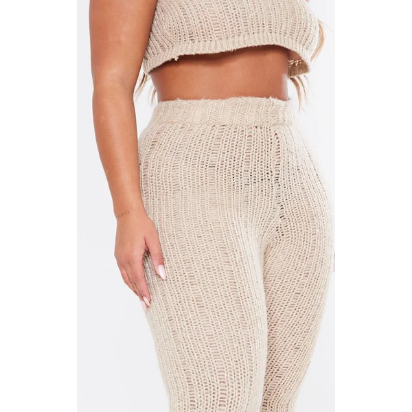 Avoine Pantalon Évasé Taille Haute En Maille Shape