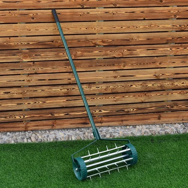 Aérateur pour Pelouse de Jardin Rouleau de 15 cm Dia. Manchon Protecteur en Métal et PP, 45x21x126cm, Vert