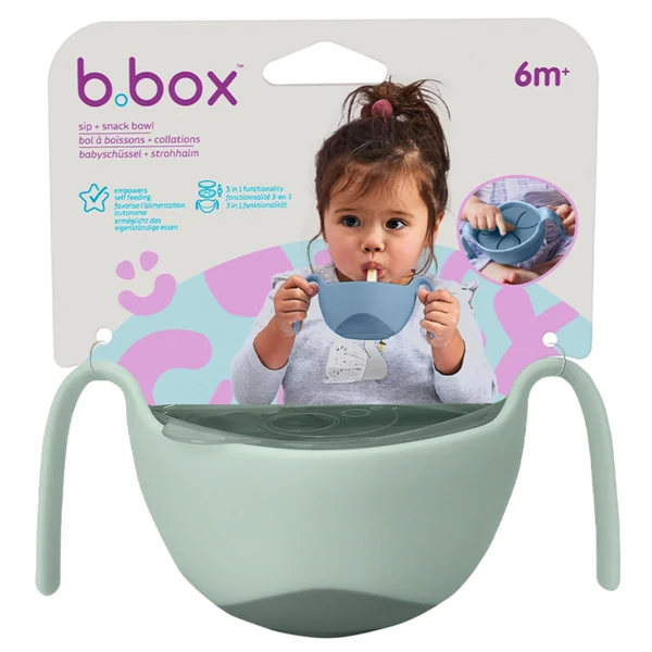 Baby 3-in-1 weaning bowl with straw and snack compartment