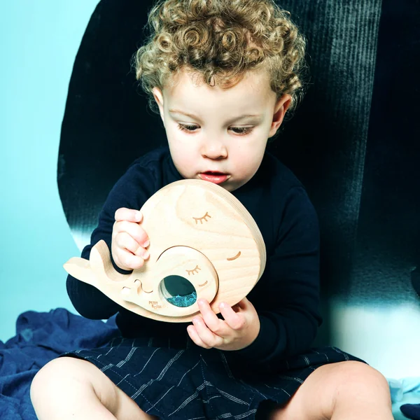 Baby sensory toy wooden whale puzzle