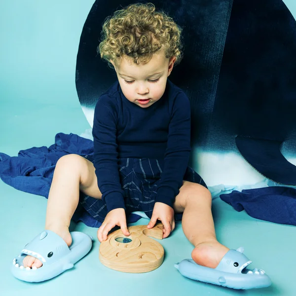 Baby sensory toy wooden whale puzzle