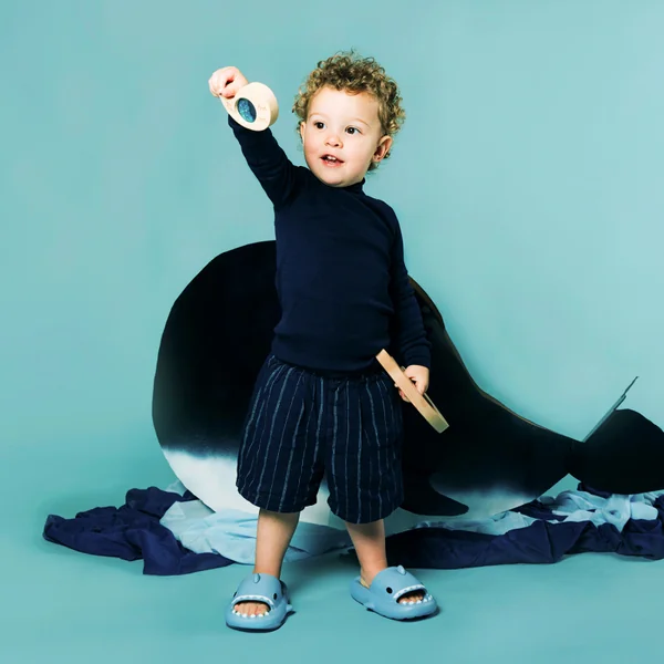 Baby sensory toy wooden whale puzzle