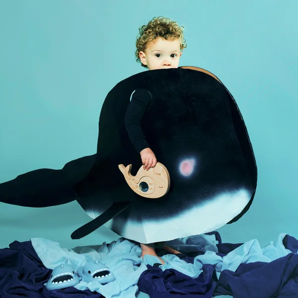 Baby sensory toy wooden whale puzzle