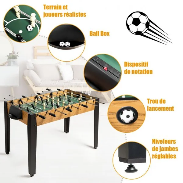 Babyfoot pour Adulte et Enfant avec 2 Balles Idéal pour Maison Salles de Jeux d’Intérieur