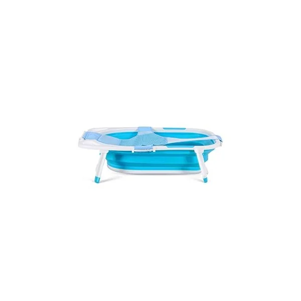 Baignoire Bébé Pliable avec Coussinet Suspension en Maille et Tapis Antidérapant 86 x 51,5 x 23cm