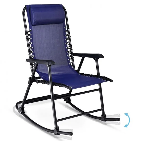 Bain de Soleil à Bascule Chaise de Jardin Pliable et Inclinable 86*63*95CM en Fer Laqué Textilène charge max 120 kg Bleu