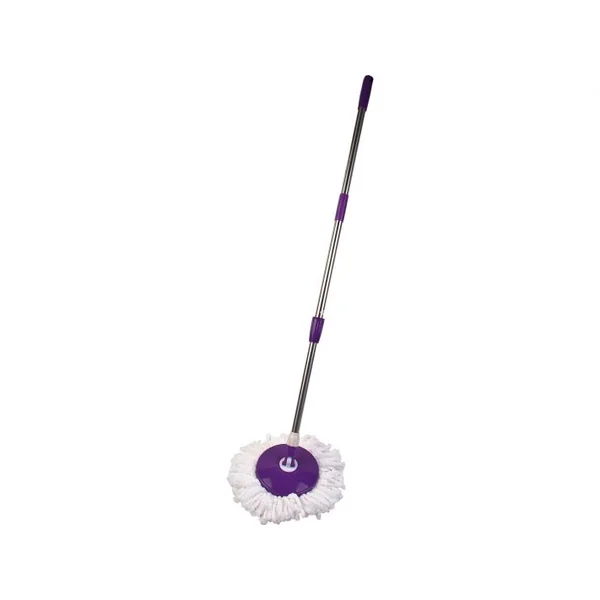 Balai Serpillère Rotatif avec Seau et 2 Têtes en Microfibre Vadrouille de Nettoyage Rotative Hauteur Réglable Violet