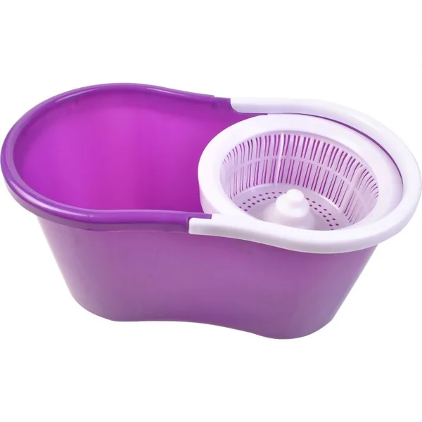 Balai Serpillère Rotatif avec Seau et 2 Têtes en Microfibre Vadrouille de Nettoyage Rotative Hauteur Réglable Violet