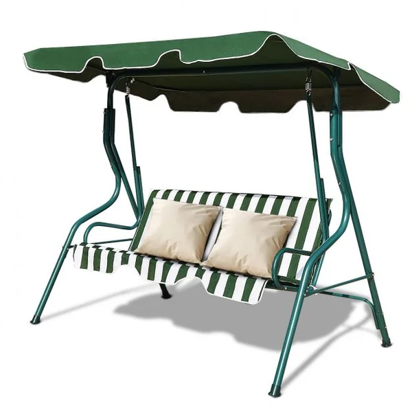 Balancelle 3 Places de Jardin Terrasse Résistante aux Intempéries Tubes en Acier Toile en Polyester Noir/Vert/Café
