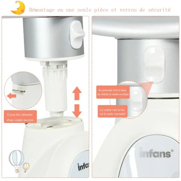 Balancelle Bébé Electrique Programmable 5 Modes d'Angle 5 Vitesses 10 Chansons Bluetooth Moustiquaire Amovible Oreiller Rose