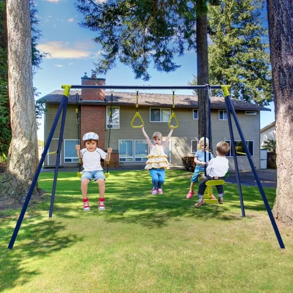 Balançoire Enfants avec Cadre en Forme de A Charge 200kg pour 3-10 Ans