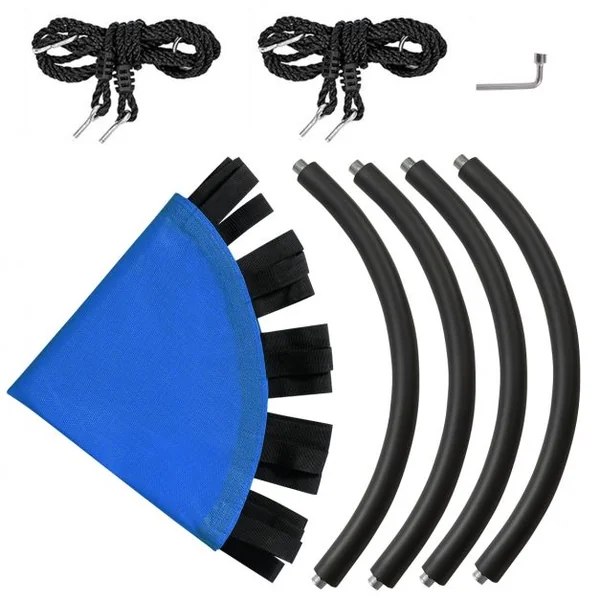 Balançoire Nid d’Oiseau Ronde Ø100CM pour Enfant Hauteur Réglable 100-160CM Charge 150 KG Bleu