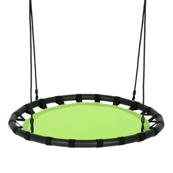 Balançoire Nid d’Oiseau Ronde Ø100CM pour Enfant Hauteur Réglable 100-160CM Charge 150 KG Vert