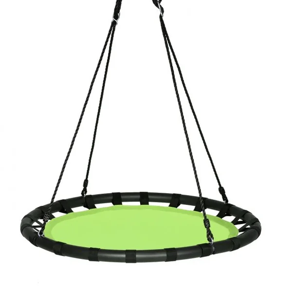 Balançoire Nid d’Oiseau Ronde Ø100CM pour Enfant Hauteur Réglable 100-160CM Charge 150 KG Vert