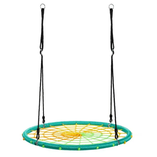 Balançoire Nid d’Oiseau Ø100CM Corde Réglable 100-160CM Charge 150KG Vert