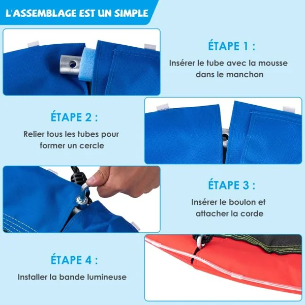Balançoire Nid d'Oiseau Ø 100CM Charge 300kg pour 4 Enfants de 3 ans+ Balançoire Soucoupe Lumières LED Coloré en 8 Mode