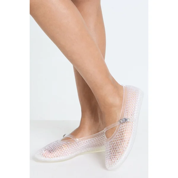 Ballerines Mary Jane En Plastique Transparent Avec Découpes