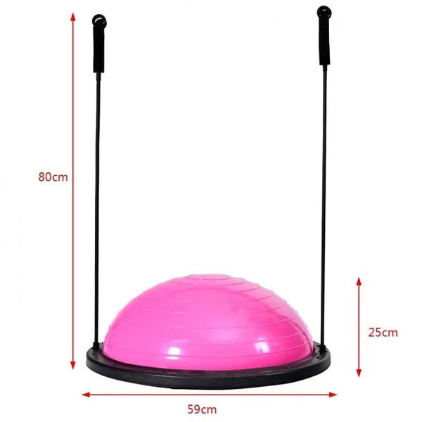 Ballon d’Equilibre de Fitness Balance Trainer Cordes Élastiques Base Antidérapante en PVC ABS, 59,5x59,5x25cm, Violet