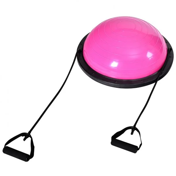 Ballon d’Equilibre de Fitness Balance Trainer Cordes Élastiques Base Antidérapante en PVC ABS, 59,5x59,5x25cm, Violet