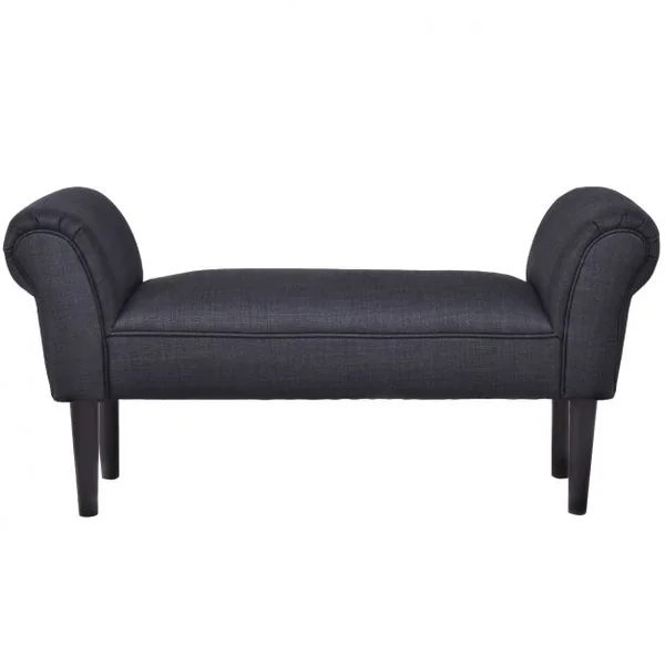 Banc Bout de Lit Banquette d’Appoint Capitonnée en MDF Accoudoirs Courbés Style Rétro, 102x31x51cm, Bicolore