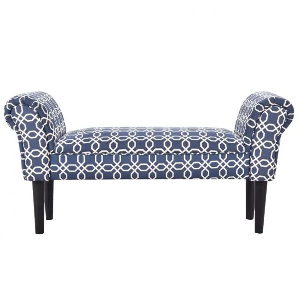 Banc Bout de Lit Banquette d’Appoint Capitonnée en MDF Accoudoirs Courbés Style Rétro, 102x31x51cm, Bicolore