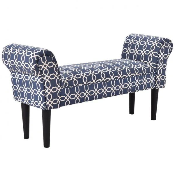 Banc Bout de Lit Banquette d’Appoint Capitonnée en MDF Accoudoirs Courbés Style Rétro, 102x31x51cm, Bicolore
