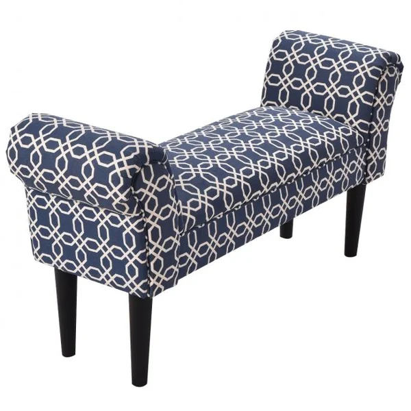 Banc Bout de Lit Banquette d’Appoint Capitonnée en MDF Accoudoirs Courbés Style Rétro, 102x31x51cm, Bicolore