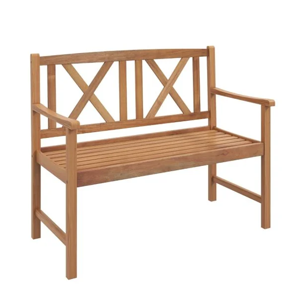 Banc de Jardin en Bois d'Acacia avec 2 Places 120x56x86 CM Banquette de Jardin Extérieure à Lattes avec Accoudoirs & Dossier
