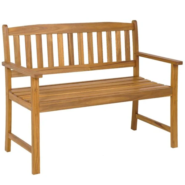 Banc de Jardin en Bois en Acacia pour 2 Personnes Banquette de Jardin Extérieure à Lattes Charge 360KG pour Patio Cour Balcon 110 x 56,5 x 86 cm