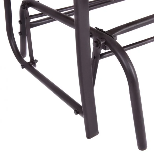 Banc de Jardin en Fer Banc de Jardin à Bascule Banc Exterieur Place Assise pour 2 à 3 Personnes avec Accoudoirs et Dossier 105 x 71,5 x 93 cm Brun