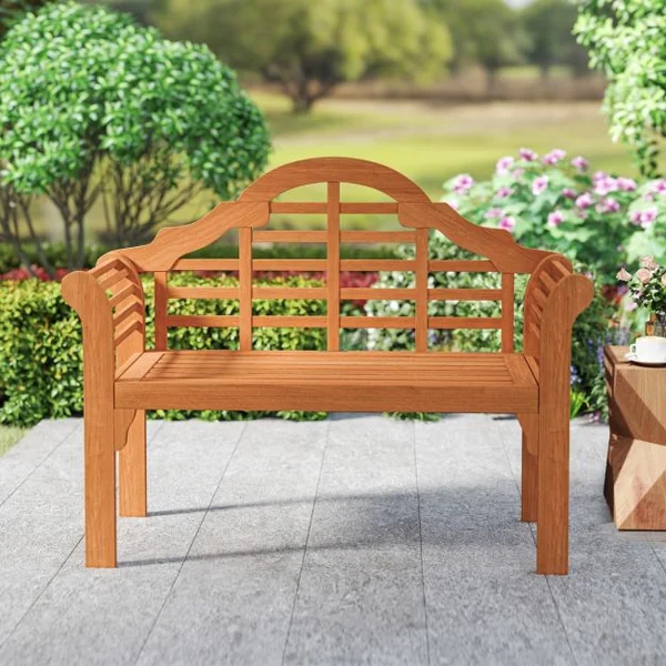 Banc de Jardin Pliable en Bois d'Acacia 2 Places 123x54x96CM Banquette de Jardin Extérieure pour Terrasse Cour Balcon