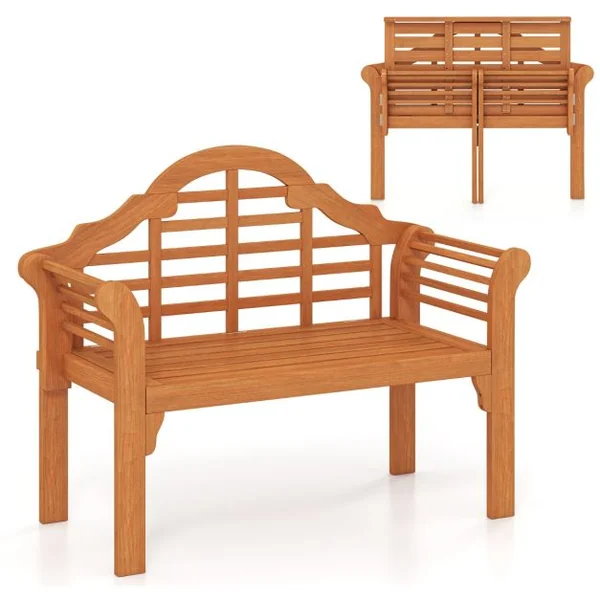 Banc de Jardin Pliable en Bois d'Acacia 2 Places 123x54x96CM Banquette de Jardin Extérieure pour Terrasse Cour Balcon