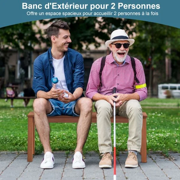 Banc de Jardin sans Dossier en Bois Siège à Lattes, 2 Places 100x30,5x47 CM Banquette Intérieur Extérieur