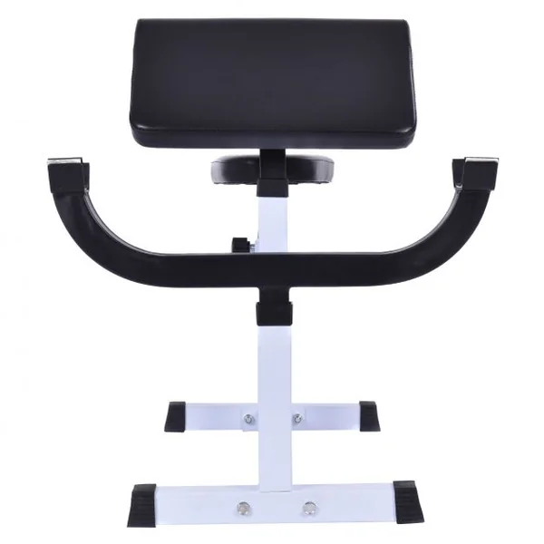 Banc de Musculation de Biceps Charge Max 160 KG Dossier Réglable Coussin d’Appui et Siège, 93x45x105cm, Noir et Blanc