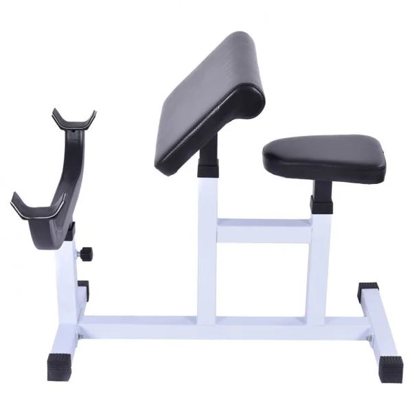 Banc de Musculation de Biceps Charge Max 160 KG Dossier Réglable Coussin d’Appui et Siège, 93x45x105cm, Noir et Blanc