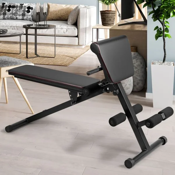 Banc de Musculation Réglable Abdominaux et Dorsaux avec Hauteur et Angle du Dossier Réglables Charge Max.150KG