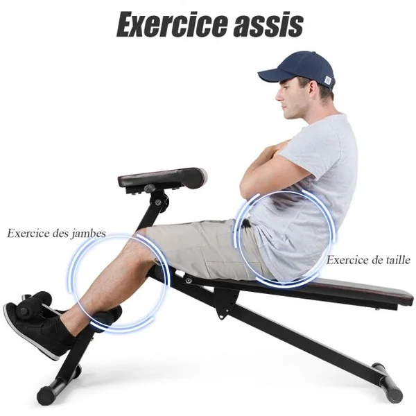 Banc de Musculation Réglable Abdominaux et Dorsaux avec Hauteur et Angle du Dossier Réglables Charge Max.150KG