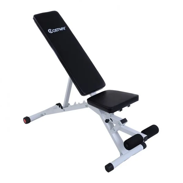 Banc de Musculation Réglable Pliable Inclinable avec Support de Barres pour Haltère et Station à Dips Capacité 100kg