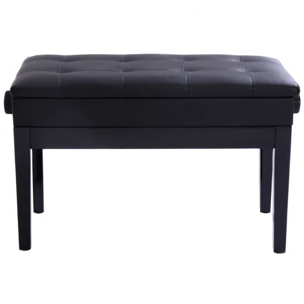 Banc de Piano avec rangement Hauteur réglable 2 Personnes Capacité de Charge 150 kg, PU + bois, 75x35x45-55 cm, Noir