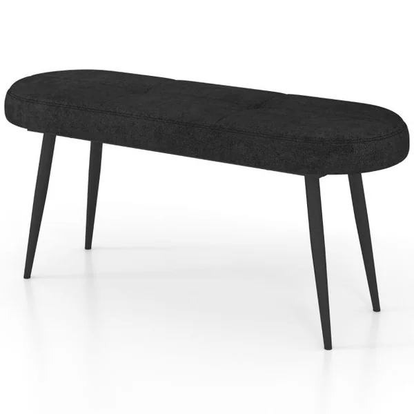 Banc Ottoman de 113cm Banc Rembourré de Fin de Lit avec Coussin en Mousse Pieds Métalliques Capacité de Charge de 300kg Noir/Gris