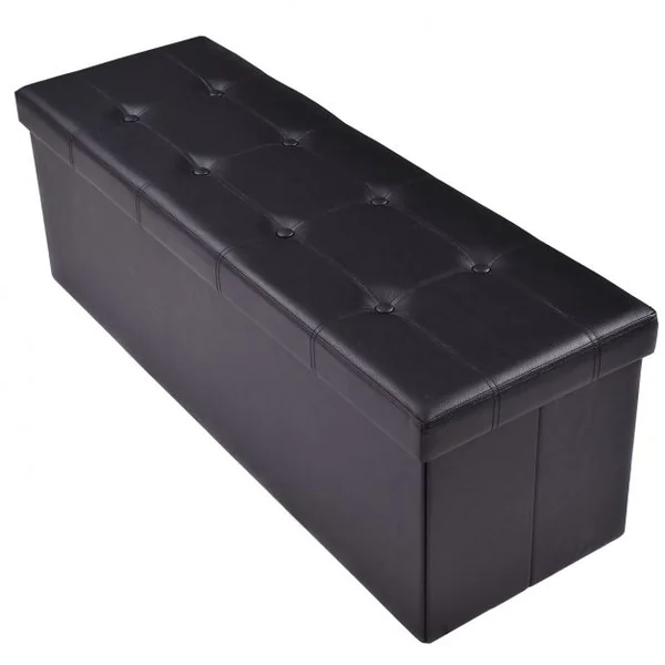 Banc Pliable avec Espace de Rangement Facile à Nettoyer en Cuir de Haute Qualité Capacité 300 kg, 114x38x38cm, Blanc