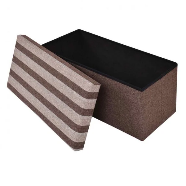 Banc Pouf Siège de Rangement en Tissu Oxford éponge et MDF, pliable, 76 x 38 x 38 cm, Marron/beige