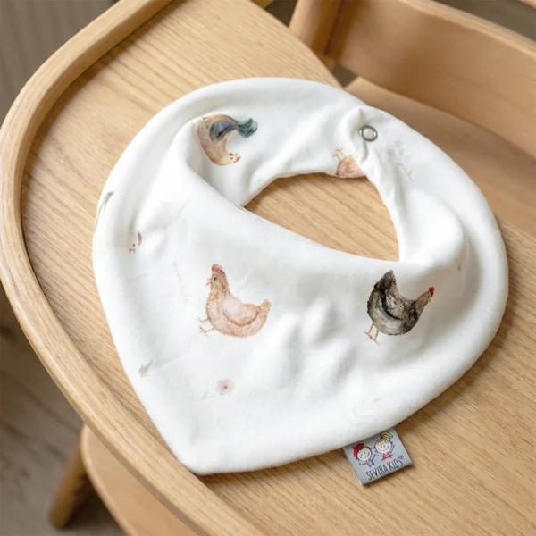 Bandana bib in cotton, Gallina